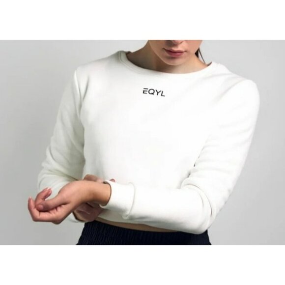 EQYL Set Sweatshirt And Sports Bras Crewneck Black And White Womens Size XL - Picture 1 of 12